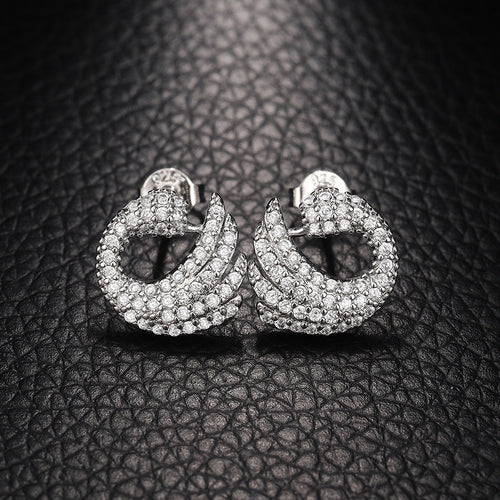 Luxury Swan Stud Earrings For Women, Full Zircon Spiral Animal Earrings Fashion Jewelry