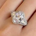 White Gold Plated Fashion Ring For Women With Oval Colored Gemstone Zircon Design view 4