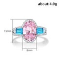 White Gold Plated Fashion Ring For Women With Oval Colored Gemstone Zircon Design view 5
