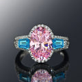 White Gold Plated Fashion Ring For Women With Oval Colored Gemstone Zircon Design view 1