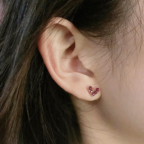 Mini Heart Shape Stud Earrings For Women, Sleep In Ear Bone Studs, Versatile Short Hair Jewelry