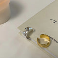 Gold Plated Plaid Open Ring For Women view 2