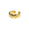 Gold Plated Plaid Open Ring For Women view 5