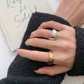 Gold Plated Plaid Open Ring For Women view 3