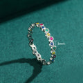 Korean Style Colorful Zircon Platinum Plated Ring, Fashion Multicolor Finger Jewelry view 5