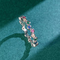 Korean Style Colorful Zircon Platinum Plated Ring, Fashion Multicolor Finger Jewelry view 3