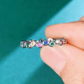 Korean Style Colorful Zircon Platinum Plated Ring, Fashion Multicolor Finger Jewelry view 4