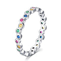Korean Style Colorful Zircon Platinum Plated Ring, Fashion Multicolor Finger Jewelry view 1
