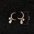 Mini Curved Crescent Moon Zircon Stud Earrings For Women, Korean Japanese Sleep In Ear Jewelry view 5