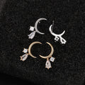 Mini Curved Crescent Moon Zircon Stud Earrings For Women, Korean Japanese Sleep In Ear Jewelry view 2