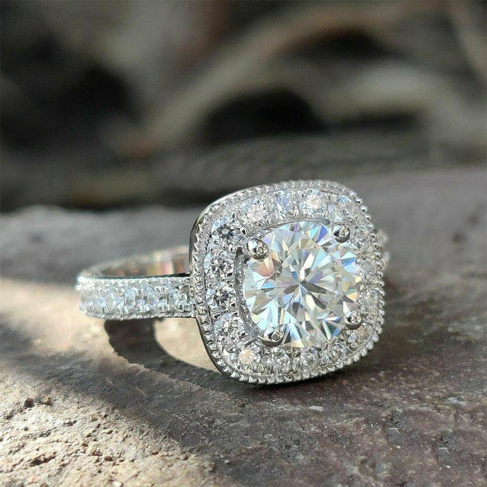 Classic Women Wedding Ring Copper White Gold Plated Zircon Finger Ring For Bridal Jewelry