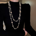 Korean Style Rhinestone Flower Pearl Long Sweater Necklace Elegant Fashion Pendant Jewelry view 1