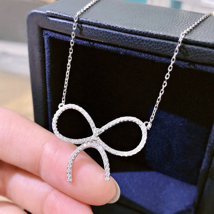 Style Bow Pendant Necklace For Women, Elegant Forest Girl Collarbone Choker Jewelry