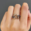 European American Ethnic Hollow Carved Floral Heart Vintage Ring, Fashion Jewelry view 3