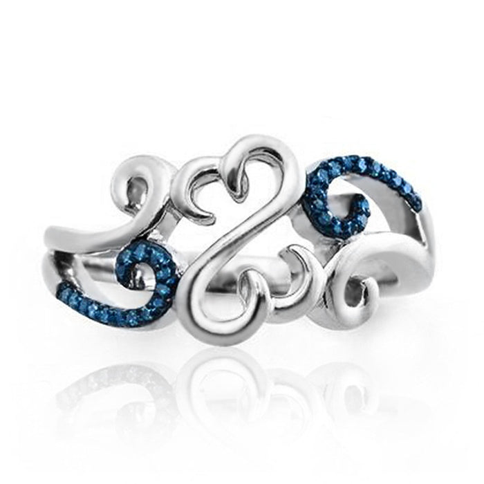 European American Ethnic Hollow Carved Floral Heart Vintage Ring, Fashion Jewelry