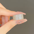 Men Wide Band Full Zircon Diamond Ring Fashion Luxury Wedding Jewelry view 3