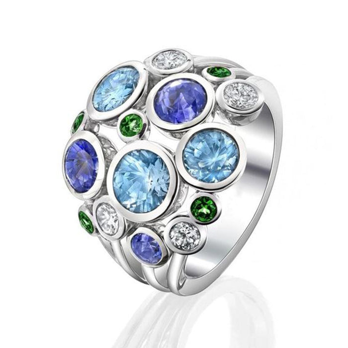 Elegant Hollow Round Zircon Ring For Women, European Style Copper Engagement Jewelry