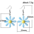 Korean Style Resin Daisy Flower Earrings For Women, Color Contrast Sunflower Stud Jewelry view 4