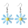 Korean Style Resin Daisy Flower Earrings For Women, Color Contrast Sunflower Stud Jewelry view 2