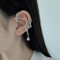 Luxury Purple Crystal Four-Point Star Ear Cuff With Tassel Teardrop Zircon No-Piercing Earrings view 1