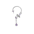 Luxury Purple Crystal Four-Point Star Ear Cuff With Tassel Teardrop Zircon No-Piercing Earrings view 5