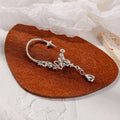 Luxury Purple Crystal Four-Point Star Ear Cuff With Tassel Teardrop Zircon No-Piercing Earrings view 4