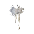 Asymmetric Metal Feather Butterfly Rhinestone Tassel Drop Earrings With Silver Pins view 5