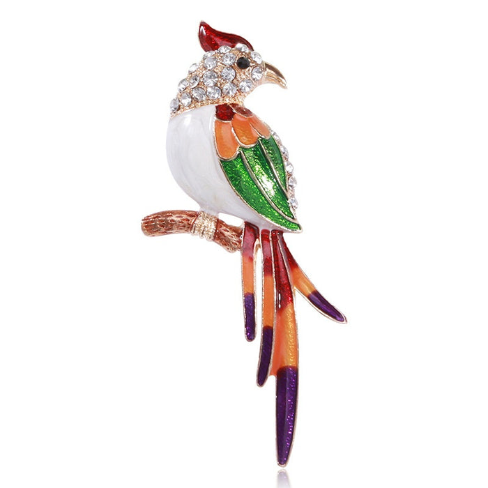 Metal Alloy Enamel Parrot Brooch Pin For Versatile Apparel Decoration