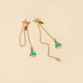 Elegant Enamel Christmas Tree Bell Bow Chain Tassel Alloy Dangle Drop Earrings view 4