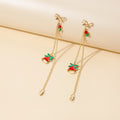 Elegant Enamel Christmas Tree Bell Bow Chain Tassel Alloy Dangle Drop Earrings view 3