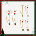 Elegant Enamel Christmas Tree Bell Bow Chain Tassel Alloy Dangle Drop Earrings view 1