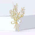 Alloy Rhinestone Pearl Wheat Brooch Pin For Women's Apparel view 3