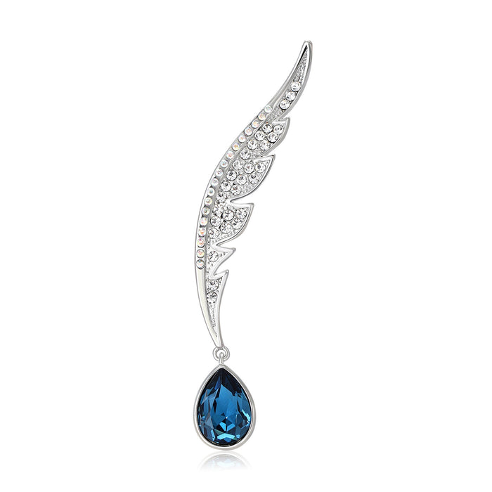 Copper Zircon Wing Brooch Pin For Unisex Clothing Decoration