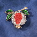 Alloy Rhinestone Pomegranate Brooch Pin For Suits And Apparel view 3