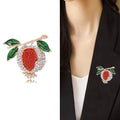Alloy Rhinestone Pomegranate Brooch Pin For Suits And Apparel view 2