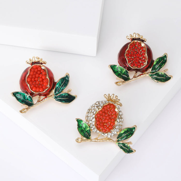 Alloy Enamel Pomegranate Brooch Pin For Coats And Apparel