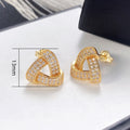 Hong Kong Style Retro Geometric Full Zircon Stud Earrings For Women, 3D Triangle Commuter Jewelry view 5