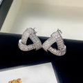 Hong Kong Style Retro Geometric Full Zircon Stud Earrings For Women, 3D Triangle Commuter Jewelry view 3