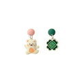 Cute Enamel Flower Bear Colorblock Stud Dangle Earrings For Women Simple Niche Design Silver Needle Earrings view 5