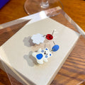 Cute Enamel Flower Bear Colorblock Stud Dangle Earrings For Women Simple Niche Design Silver Needle Earrings view 4