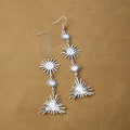 Elegant Alloy Sunburst Starburst Radiant Line Multi Layer Long Dangle Hook Statement Earrings view 3