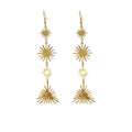 Elegant Alloy Sunburst Starburst Radiant Line Multi Layer Long Dangle Hook Statement Earrings view 5