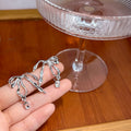 Elegant Liquid Metal Bowknot Alloy Studs With Crystal Drop Irregular Geometric Silver Needle Earrings view 3
