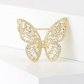 Copper Zircon Butterfly Brooch Pin For Elegant Women Clothing Decoration view 2