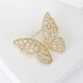 Copper Zircon Butterfly Brooch Pin For Elegant Women Clothing Decoration view 3