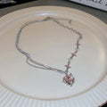 Iron Rhinestone Heart Starburst Pendant Necklace For Women Minimalist Fashion Clavicle Chain view 3