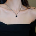 Iron Rhinestone Heart Starburst Pendant Necklace For Women Minimalist Fashion Clavicle Chain view 2