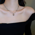 Iron Rhinestone Heart Starburst Pendant Necklace For Women Minimalist Fashion Clavicle Chain view 4
