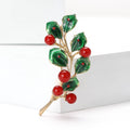 Alloy Enamel Pearl Leaf Brooch Pin For Elegant Apparel Decoration view 2