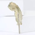Alloy Rhinestone Feather Brooch Pin For Cardigans And Sweaters view 2